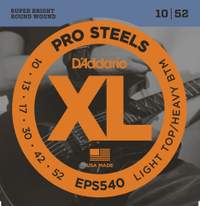 D'Addario EPS540 ProSteels Electric Guitar Strings, Light Top/Heavy Bottom, 10-52