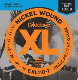 D'Addario EXL110-7 7-String Nickel Wound Electric Guitar Strings, Regular  Light, 10-59 