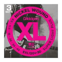 D'Addario EXL120+-3D Nickel Wound Electric Guitar Strings, Super Light Plus, 9.5-44, 3 Sets