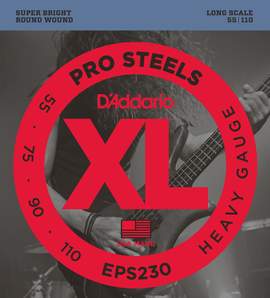 D'Addario EPS230 ProSteels Bass Guitar Strings, Heavy, 55-110, Long Scale 