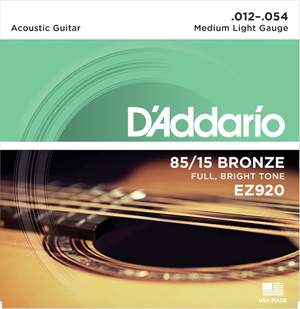 D'Addario EZ920 85/15 Bronze Acoustic Guitar Strings - 12-54