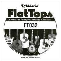 D'Addario FT032 Semi-Flat Phosphor Bronze Acoustic Guitar Single String, .032