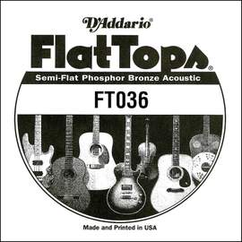 D'Addario FT036 Semi-Flat Phosphor Bronze Acoustic Guitar Single String, .036