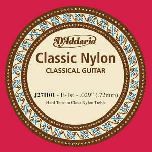 D'Addario J27H01 Student Nylon Classical Guitar Single String, Hard Tension, First String