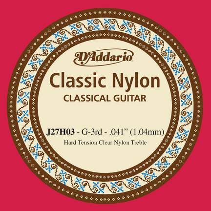D'Addario J27H03  Student Nylon Classical Guitar Single String, Hard Tension, Third String
