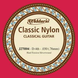 D'Addario J27H04  Student Nylon Classical Guitar Single String, Hard Tension, Fourth String