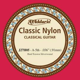 D'Addario J27H05  Student Nylon Classical Guitar Single String, Hard Tension, Fifth String