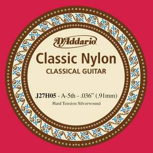 D'Addario J27H05  Student Nylon Classical Guitar Single String, Hard Tension, Fifth String