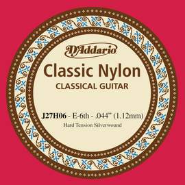 D'Addario J27H06  Student Nylon Classical Guitar Single String, Hard Tension, Sixth String