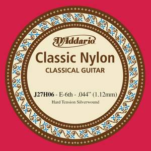 D'Addario J27H06  Student Nylon Classical Guitar Single String, Hard Tension, Sixth String