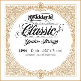 D'Addario J2904 Classics Rectified Classical Guitar Single String, Moderate Tension, Fourth String