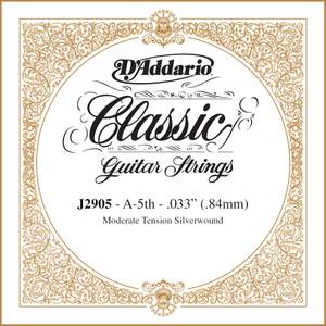 D'Addario J2905 Classics Rectified Classical Guitar Single String, Moderate Tension, Fifth String