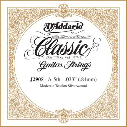 D'Addario J2905 Classics Rectified Classical Guitar Single String, Moderate Tension, Fifth String