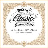 D'Addario J3104 Rectified Classical Guitar Single String, Hard Tension, Fourth String