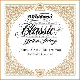 D'Addario J3105 Rectified Classical Guitar Single String, Hard Tension, Fifth String