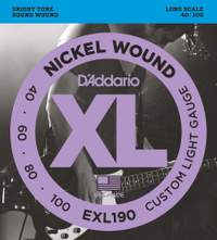D'Addario EXL190 Nickel Wound Bass Guitar Strings, Custom Light, 40-100, Long Scale
