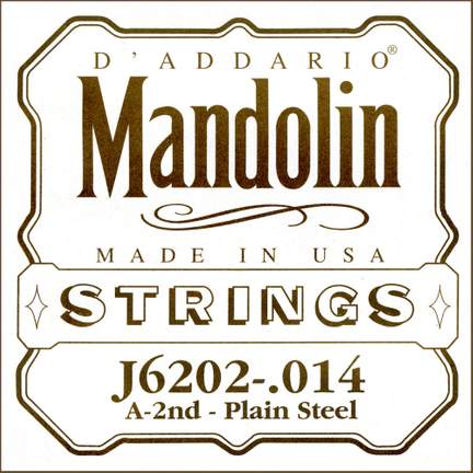 D'Addario J6202 Plain Steel Mandolin Single String, .014