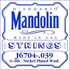 D'Addario J6704 Nickel Mandolin Single String, .039