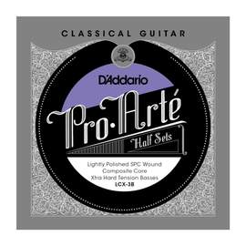 D'Addario LCX-3B Pro-Arte Lightly Polished Silver Plated Copper on Composite Core Classical Guitar Half Set, Extra Hard Tension