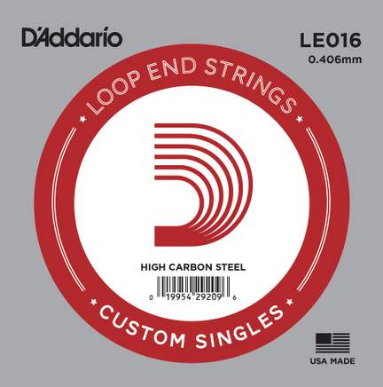 D'Addario LE016 Plain Steel Loop End Single String, .016