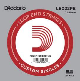D'Addario LE022PB Phosphor Bronze Loop End Single String, .022