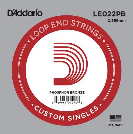 D'Addario LE022PB Phosphor Bronze Loop End Single String, .022