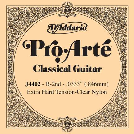 D'Addario J4402 Pro-Arte Nylon Classical Guitar Single String, Extra-Hard Tension, Second String