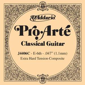 D'Addario J4406C Pro-Arte Composite Classical Guitar Single String, Extra-Hard Tension, Sixth String