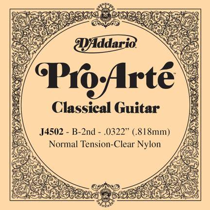 D'Addario J4502 Pro-Arte Nylon Classical Guitar Single String, Normal Tension, Second String
