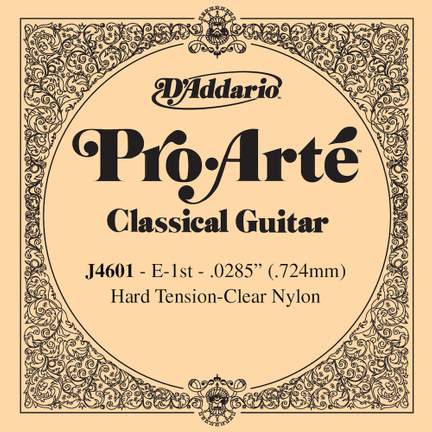 D'Addario J4601 Pro-Arte Nylon Classical Guitar Single String, Hard Tension, First String