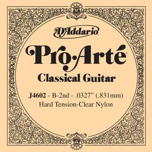 D'Addario J4602 Pro-Arte Nylon Classical Guitar Single String, Hard Tension, Second String
