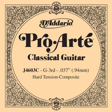 D'Addario J4603C Pro-Arte Nylon Classical Guitar Single String, Hard Tension, Third String