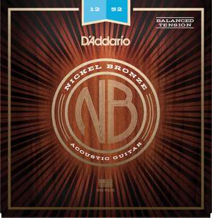 D'Addario NB1252BT Nickel Bronze Acoustic Guitar Strings, Balanced Tension Light, 12-52