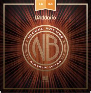 D'Addario NB1253 Nickel Bronze Acoustic Guitar Strings, Light Top / Med Bottom, 12-56