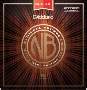 D'Addario NB13556BT Nickel Bronze Acoustic Guitar Strings, Balanced Tension Medium, 13.5-56