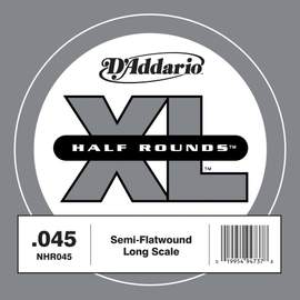 D'Addario NHR045 Half Round Bass Guitar Single String, Long Scale, .045