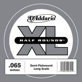 D'Addario NHR065 Half Round Bass Guitar Single String, Long Scale, .065