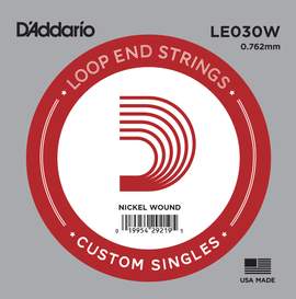 D'Addario LE030W Nickel Wound Loop End Single String, .030
