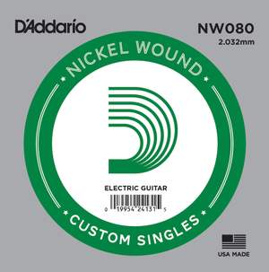 D'Addario NW080 Nickel Wound Electric Guitar Single String, .080