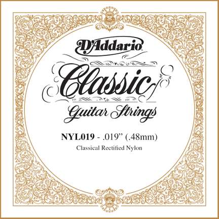 D'Addario NYL019 Rectified Nylon Classical Guitar Single String ,.019