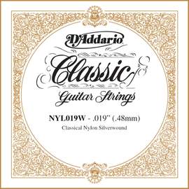 D'Addario NYL019W Silver-plated Copper Classical Single String, .019