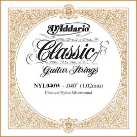 D'Addario NYL040W Silver-plated Copper Classical Single String, .040