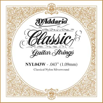 D'Addario NYL043W Silver-plated Copper Classical Single String, .043