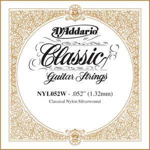 D'Addario NYL052W Silver-plated Copper Classical Single String, .052