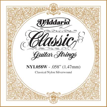 D'Addario NYL058W Silver-plated Copper Classical Single String, .058