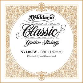 D'Addario NYL060W Silver-plated Copper Classical Single String, .060