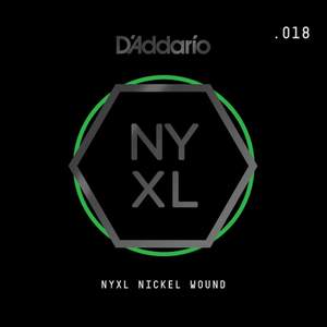 D'Addario NYNW018 NYXL Nickel Wound Electric Guitar Single String, .018