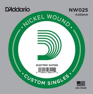 D'Addario NW025 Nickel Wound Electric Guitar Single String, .025