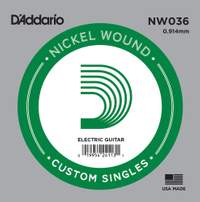 D'Addario NW036 Nickel Wound Electric Guitar Single String, .036