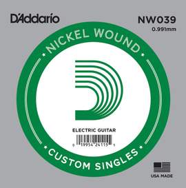 D'Addario NW039 Nickel Wound Electric Guitar Single String, .039